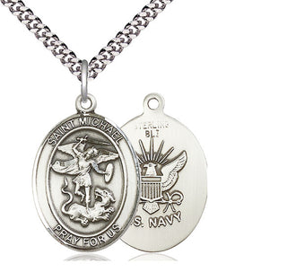 Sterling Silver Saint Michael Navy Medal Catholic Jewelry