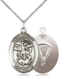 Sterling Silver Saint Michael Paratrooper Medal Catholic Jewelry
