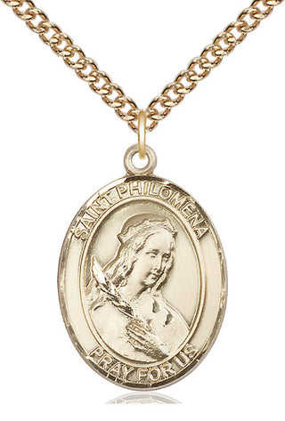 14kt Gold Filled Saint Philomena Medal Catholic Jewelry Engraved Catholic Saint Jewelry