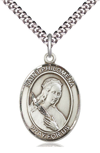 Pewter Saint Philomena Medal Catholic Jewelry Engraved Catholic Saint Jewelry