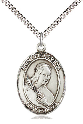 Pewter Saint Philomena Medal Catholic Jewelry Engraved Catholic Saint Jewelry