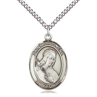 Sterling Silver Saint Philomena Medal Catholic Jewelry Engraved Catholic Saint Jewelry