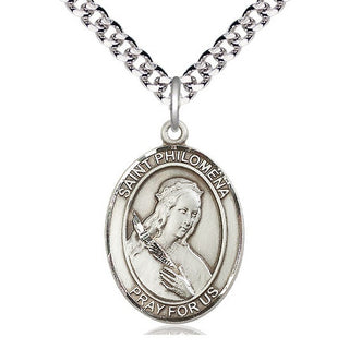 Sterling Silver Saint Philomena Medal Catholic Jewelry Engraved Catholic Saint Jewelry