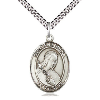 Sterling Silver Saint Philomena Medal Catholic Jewelry Engraved Catholic Saint Jewelry