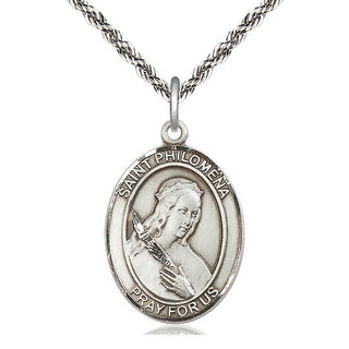 Sterling Silver Saint Philomena Medal Catholic Jewelry Engraved Catholic Saint Jewelry