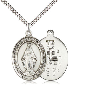 Pewter Miraculous Medal Catholic Jewelry