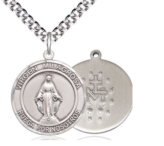 Sterling Silver Virgen Milagrosa Medal Catholic Jewelry
