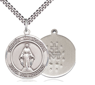 Sterling Silver Virgen Milagrosa Medal Catholic Jewelry