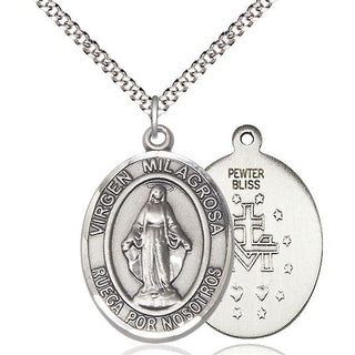 Pewter Virgen Milagrosa Medal Catholic Jewelry