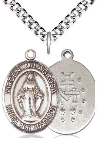 Sterling Silver Virgen Milagrosa Medal Catholic Jewelry