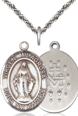 Sterling Silver Virgen Milagrosa Medal Catholic Jewelry