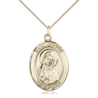 14kt Gold Filled Saint Monica Medal Catholic Jewelry Engraved Catholic Saint Jewelry