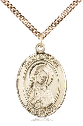 14kt Gold Saint Monica Medal Engraved Catholic Saint Jewelry