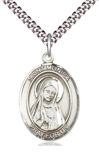 Pewter Saint Monica Medal Catholic Jewelry Engraved Catholic Saint Jewelry