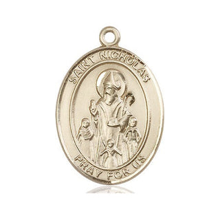 14kt Gold Filled Saint Nicholas Medal Engraved Catholic Saint Jewelry