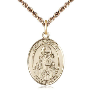 14kt Gold Filled Saint Nicholas Medal Catholic Jewelry Engraved Catholic Saint Jewelry