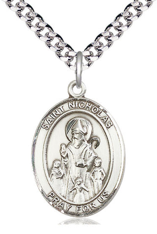 Pewter Saint Nicholas Medal Catholic Jewelry Engraved Catholic Saint Jewelry