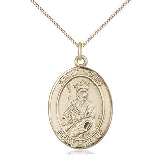 14kt Gold Filled Saint Louis Medal Catholic Jewelry Engraved Catholic Saint Jewelry