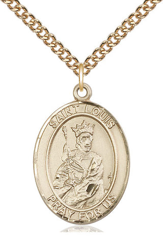 14kt Gold Filled Saint Louis Medal Catholic Jewelry Engraved Catholic Saint Jewelry