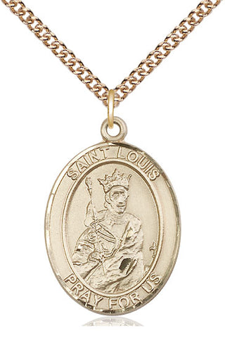 14kt Gold Saint Louis Medal Engraved Catholic Saint Jewelry