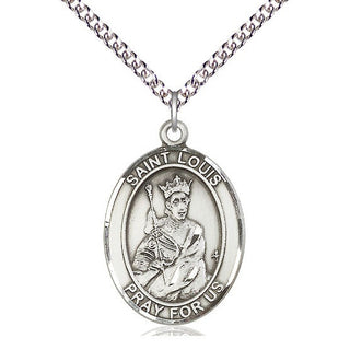 Sterling Silver Saint Louis Medal Catholic Jewelry Engraved Catholic Saint Jewelry