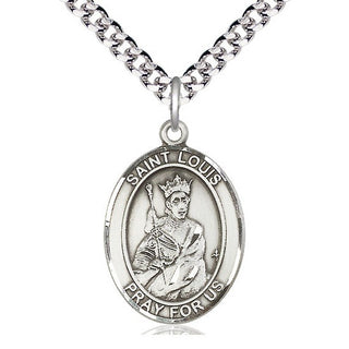 Sterling Silver Saint Louis Medal Catholic Jewelry Engraved Catholic Saint Jewelry