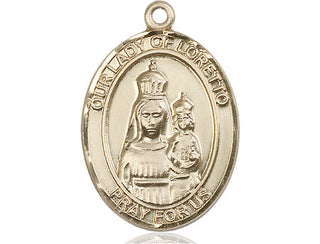 14kt Gold Filled Our Lady of Loretto Medal Engraved Catholic Saint Jewelry