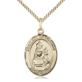 14kt Gold Filled Our Lady of Loretto Medal Catholic Jewelry Engraved Catholic Saint Jewelry