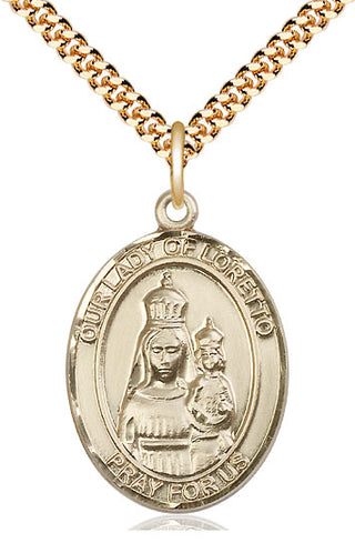 14kt Gold Filled Our Lady of Loretto Medal Catholic Jewelry Engraved Catholic Saint Jewelry