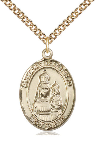 14kt Gold Filled Our Lady of Loretto Medal Catholic Jewelry Engraved Catholic Saint Jewelry