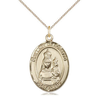 14kt Gold Our Lady of Loretto Medal Engraved Catholic Saint Jewelry