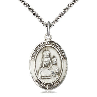 Sterling Silver Our Lady of Loretto Medal Catholic Jewelry Engraved Catholic Saint Jewelry