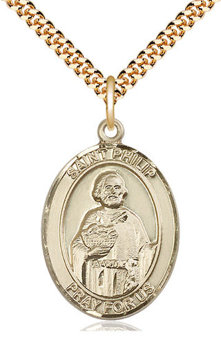 14kt Gold Filled Saint Philip the Apostle Medal Catholic Jewelry Engraved Catholic Saint Jewelry