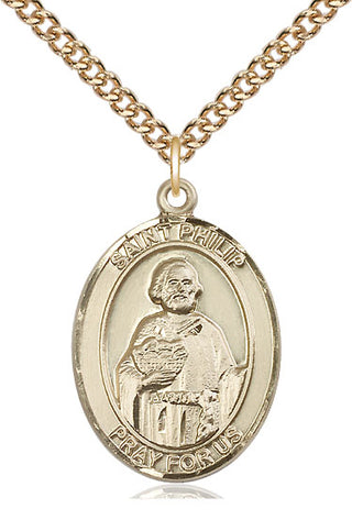 14kt Gold Filled Saint Philip the Apostle Medal Catholic Jewelry Engraved Catholic Saint Jewelry