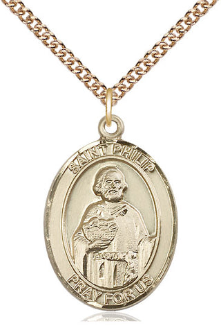 14kt Gold Saint Philip the Apostle Medal Engraved Catholic Saint Jewelry