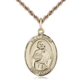 14kt Gold Saint Philip the Apostle Medal Engraved Catholic Saint Jewelry