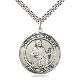 Pewter Philip the Apostle Medal Catholic Jewelry Engraved Catholic Saint Jewelry