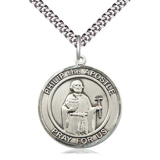 Pewter Philip the Apostle Medal Catholic Jewelry Engraved Catholic Saint Jewelry