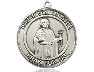 Sterling Silver Philip the Apostle Medal Catholic Jewelry Engraved Catholic Saint Jewelry