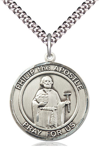 Sterling Silver Philip the Apostle Medal Catholic Jewelry Engraved Catholic Saint Jewelry