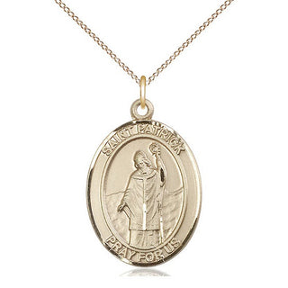 14kt Gold Filled Saint Patrick Medal Catholic Jewelry Engraved Catholic Saint Jewelry