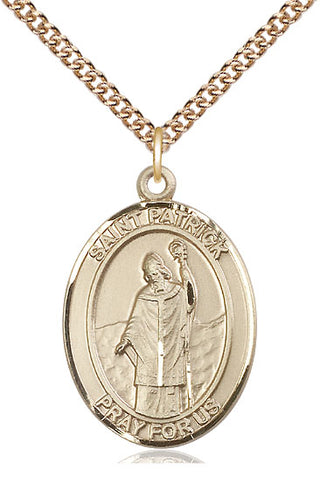 14kt Gold Filled Saint Patrick Medal Catholic Jewelry Engraved Catholic Saint Jewelry