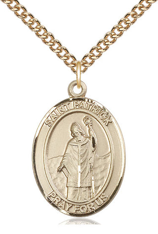 14kt Gold Filled Saint Patrick Medal Catholic Jewelry Engraved Catholic Saint Jewelry