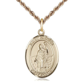 14kt Gold Saint Patrick Medal Engraved Catholic Saint Jewelry