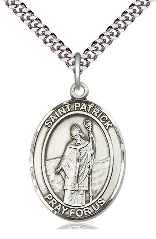 Pewter Saint Patrick Medal Catholic Jewelry Engraved Catholic Saint Jewelry