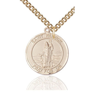 14kt Gold Filled Saint Patrick Medal Catholic Jewelry Engraved Catholic Saint Jewelry