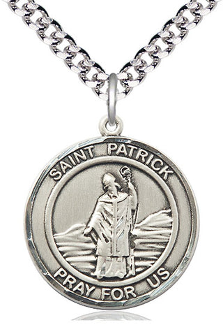 Pewter Saint Patrick Medal Catholic Jewelry Engraved Catholic Saint Jewelry