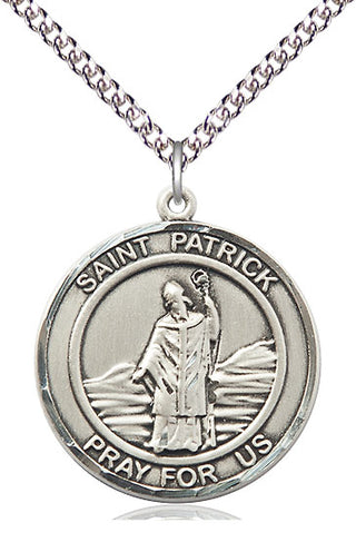 Sterling Silver Saint Patrick Medal Catholic Jewelry Engraved Catholic Saint Jewelry