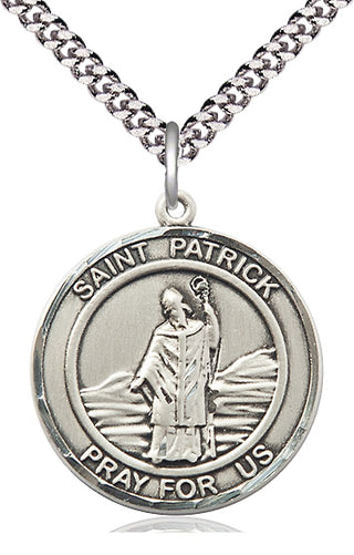 Sterling Silver Saint Patrick Medal Catholic Jewelry Engraved Catholic Saint Jewelry