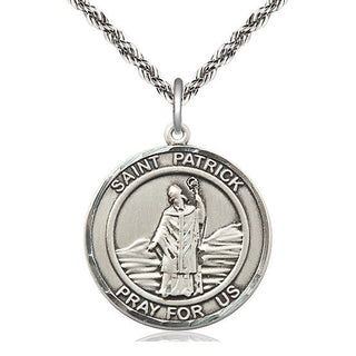 Sterling Silver Saint Patrick Medal Catholic Jewelry Engraved Catholic Saint Jewelry